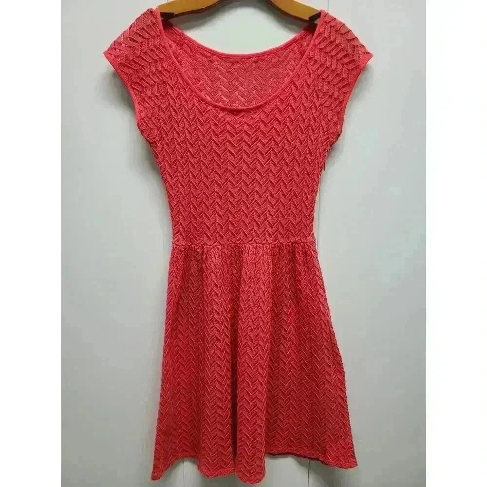 Anthropologie Weston Wear Mirage Chevron Crochet Lace Cotton Blend Coral Tagless